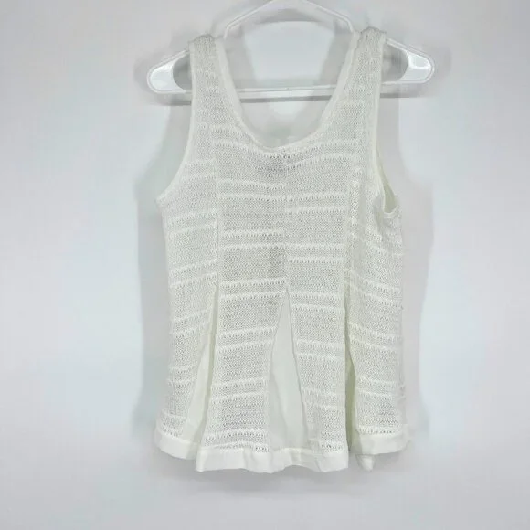 LC Lauren Conrad Top Stripe Ivory Sleeveless Knit Crochet Tank NWT - Picture 6 of 8